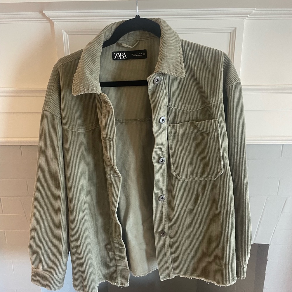 Zara Corduroy Jacket Sage Green